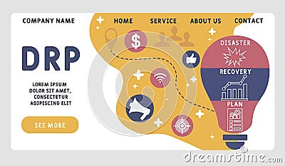 Vector website design template . DRP - Disaster Recovery Plan, business concept. Vector Illustration